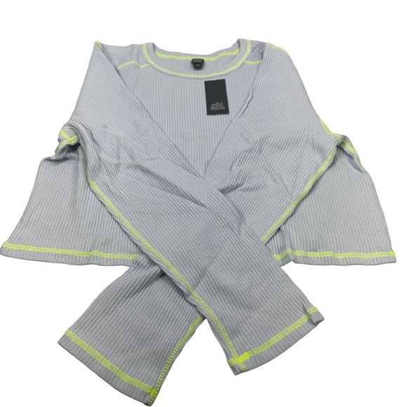 Wild Fable Women's Size 2X Long Sleeve Slim Fit Baby Ribbed Tee Shirt Blue New - Picture 1 of 13